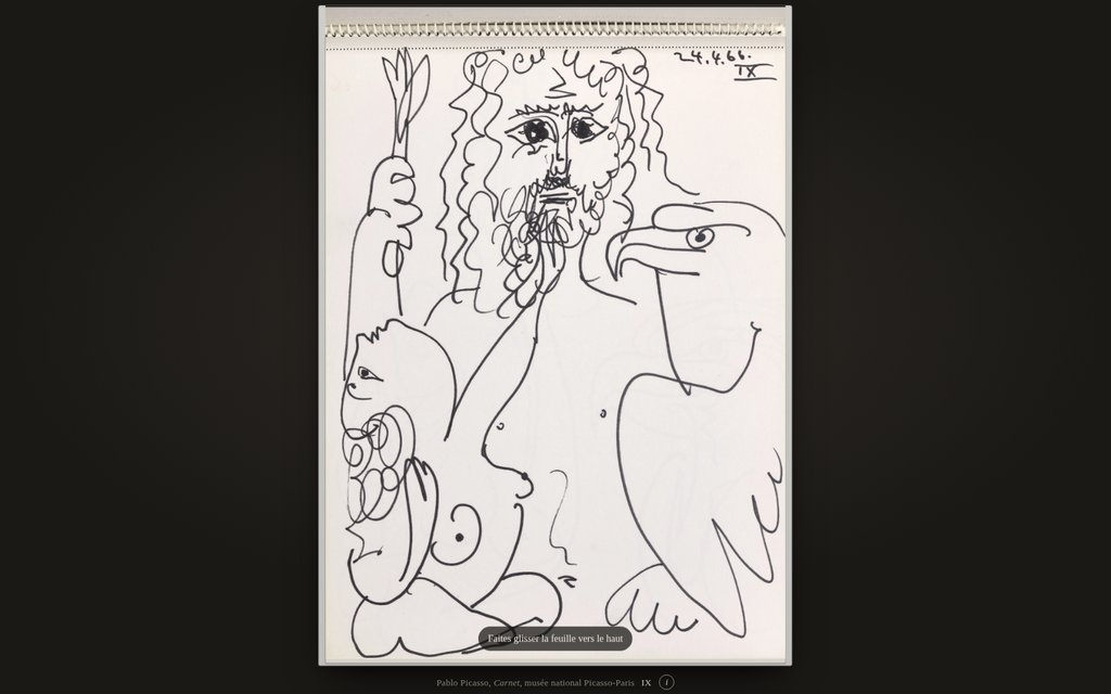 Application de feuilletage du carnet de Pablo Picasso daté du 24 avril 1966, planche IX