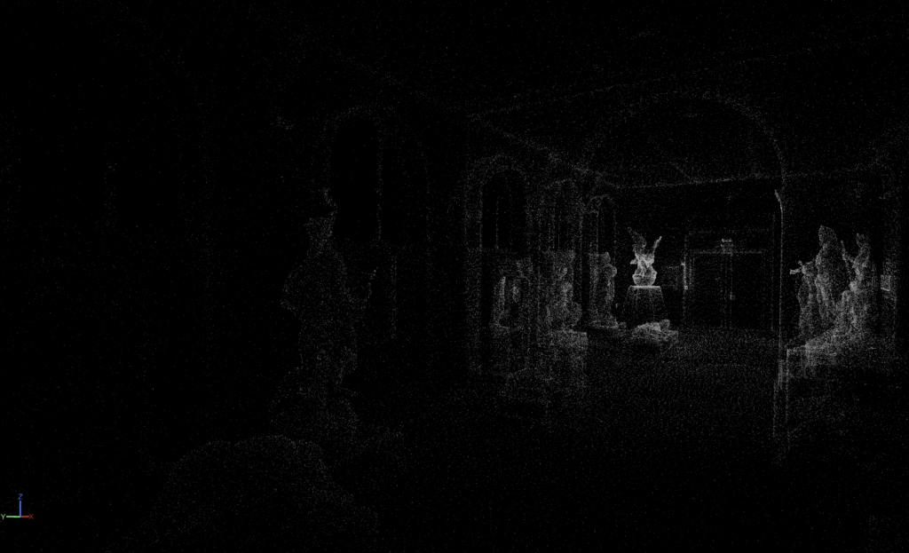 Scan 3D Musée Granet Sculptures Point Cloud Black and White